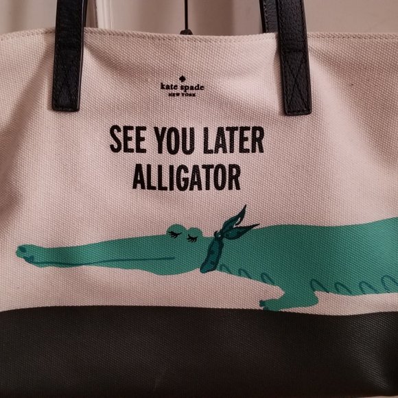 Kate Spade See You Later Alligator Canvas Tote Bag - Picture 2 of 7
